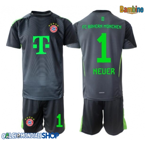 Maglie da calcio Bayern Munich Manuel Neuer #1 Portiere Seconda Maglia Bambino 2025-26 Manica Corta + Pantaloni corti)
